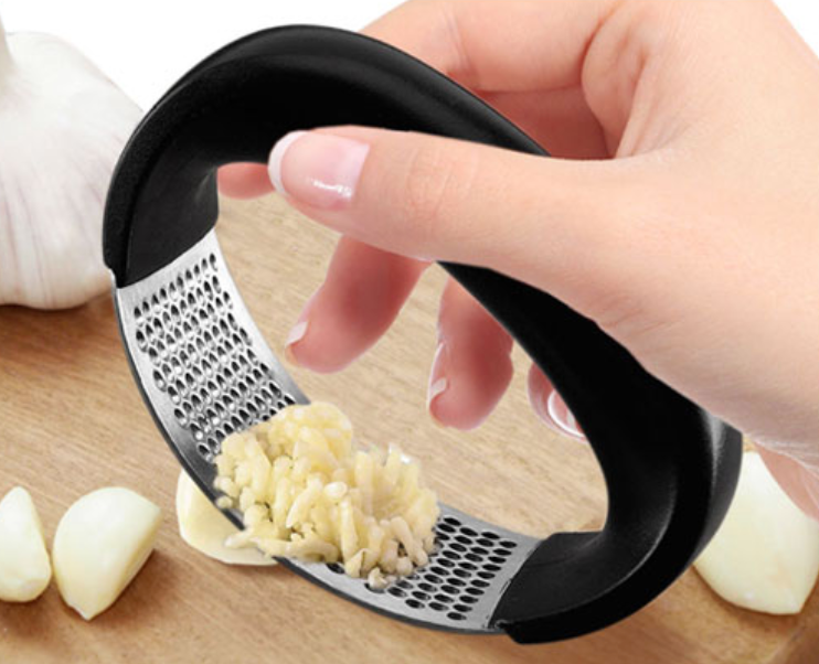 Curved Stainless Steel Garlic Press