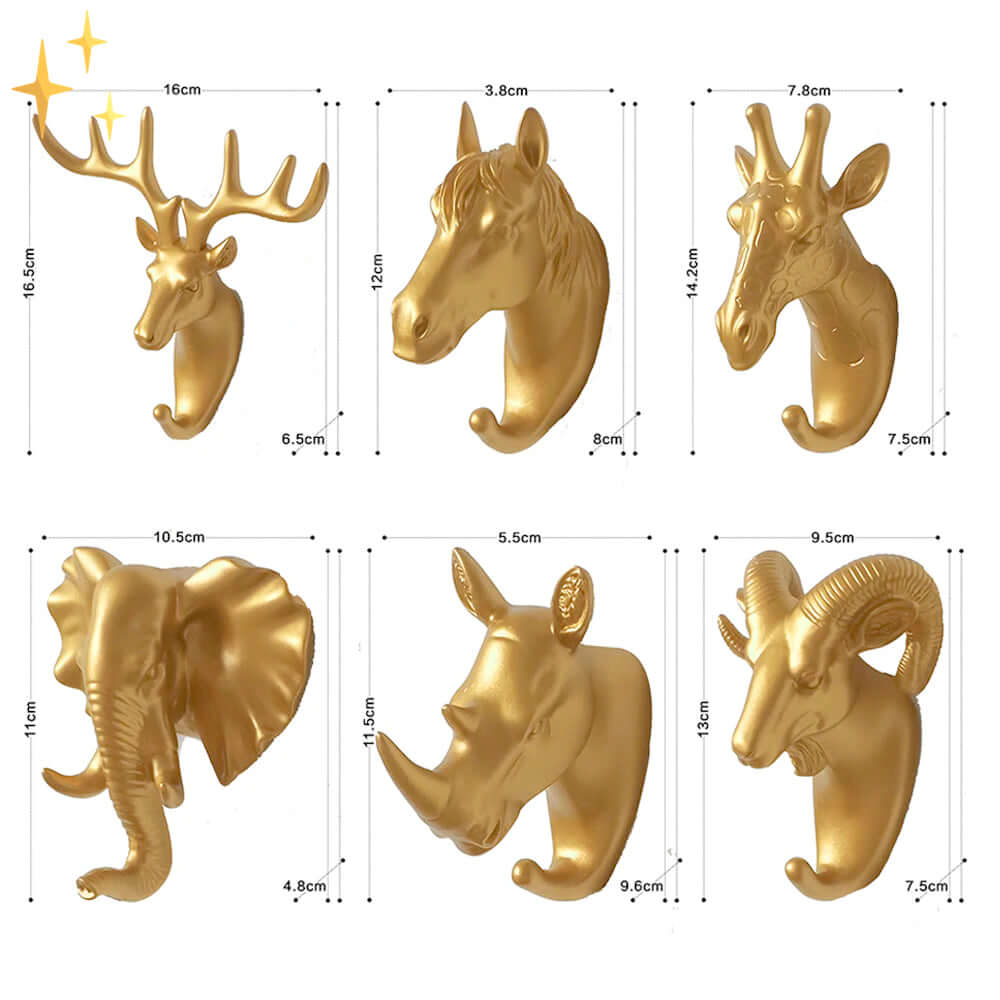 Decorative Gold Animal Wall Hooks