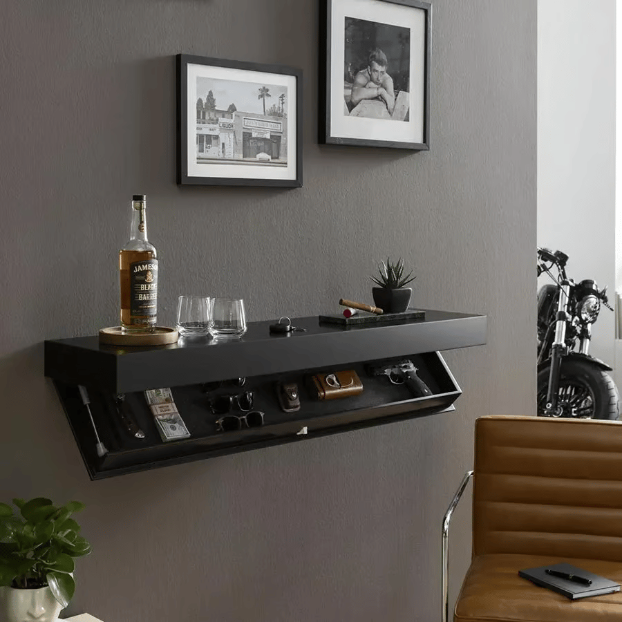 Floating Wall Shelf with Secret Compartment | Solid Wood | Hidden Storage