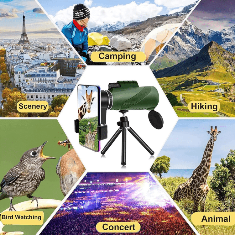 High-Power HD Monocular Telescope for Wildlife Viewing