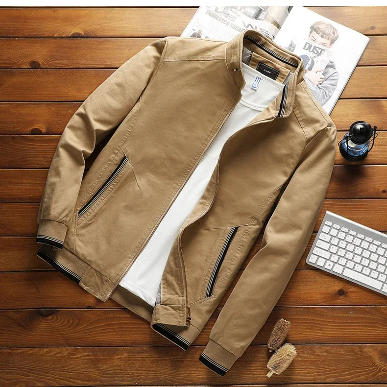 Men's Bomber Jacket with Stand Collar