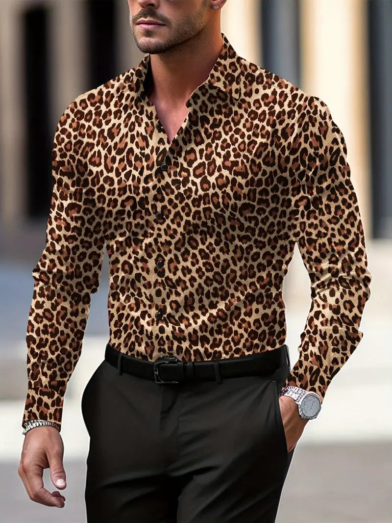 Men's Graphic Leopard Print Shirt