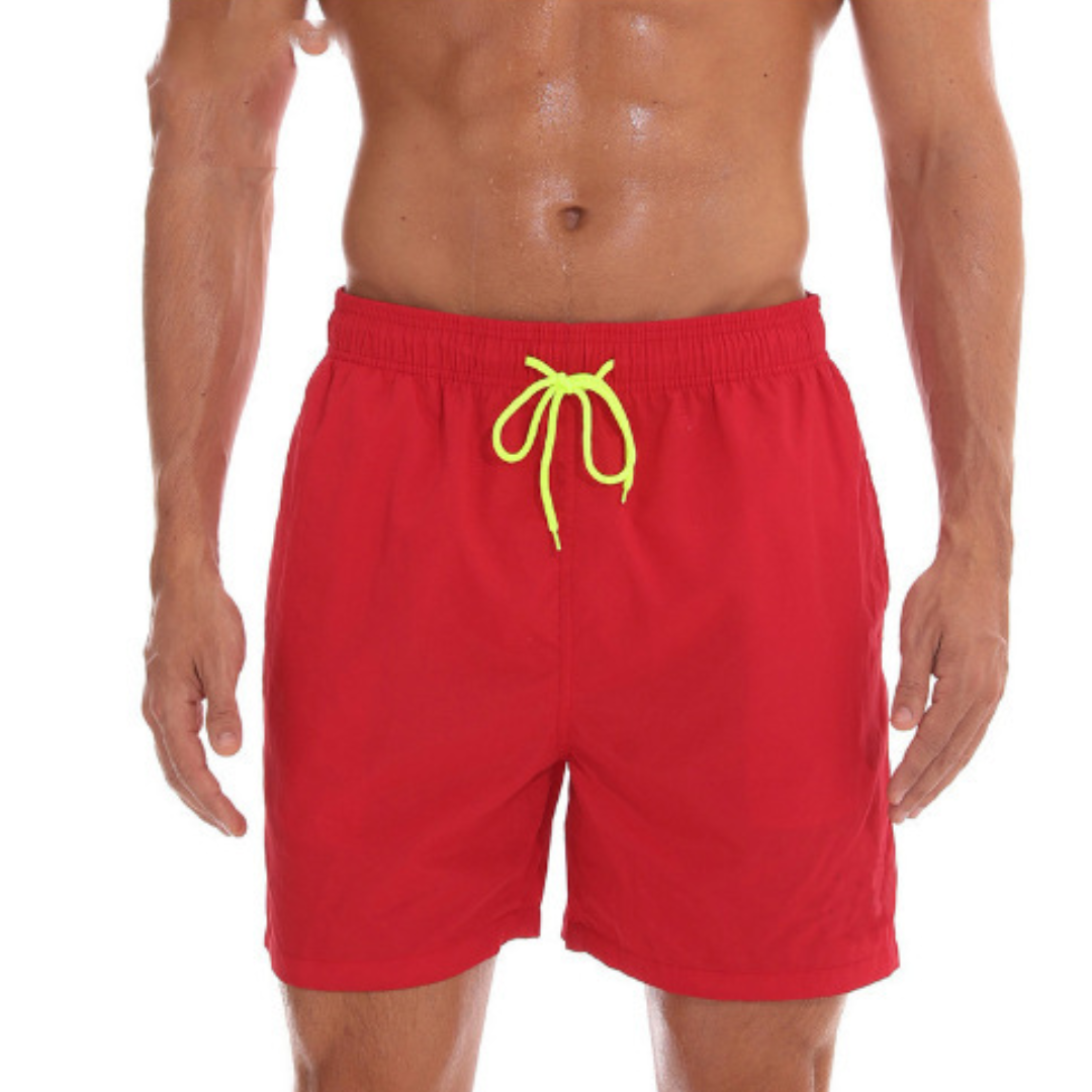 Men's Relaxed Fit Mid-Rise Swim Shorts with Drawstring