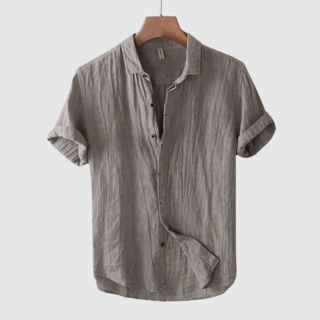Men's Short Sleeve Shirt with Turned-Up Cuffs