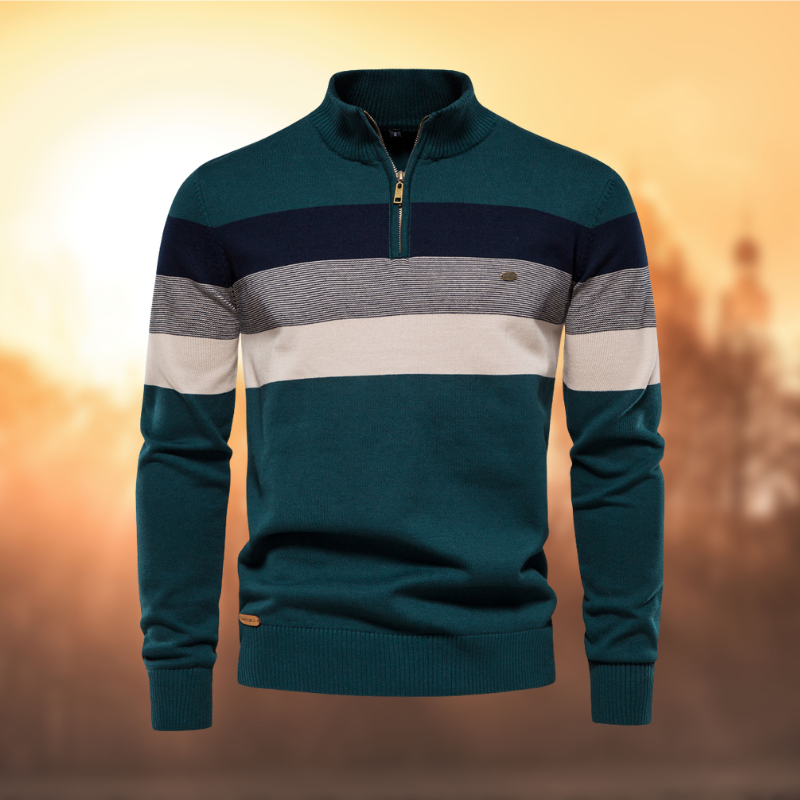Men's Striped Half-Zip Sweater