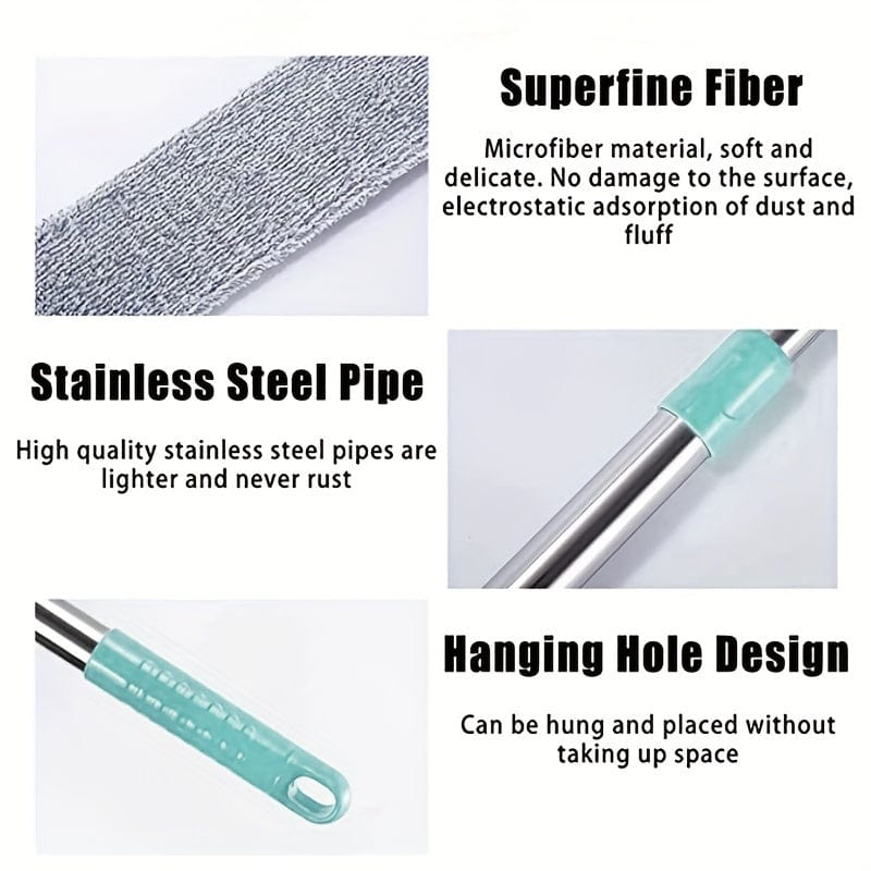 Microfiber Dust Brush Kit with Extendable Handle - Wet and Dry Cleaning for Sofa, Bed, Furniture