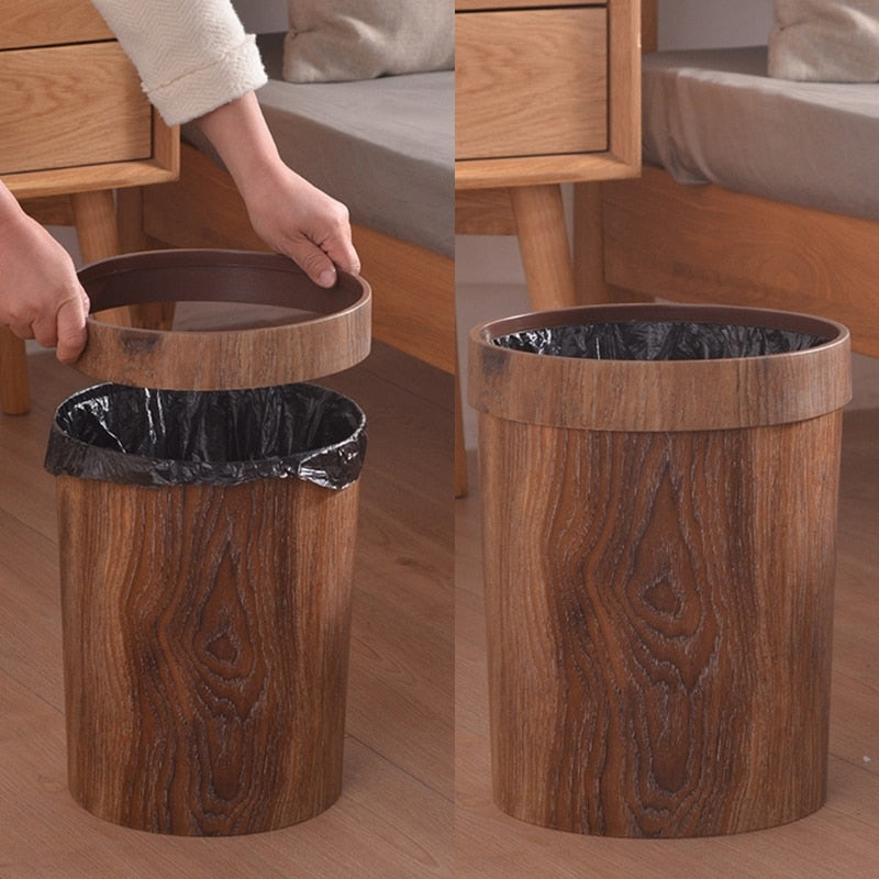 Nordic-Style Wood-Finish Bin