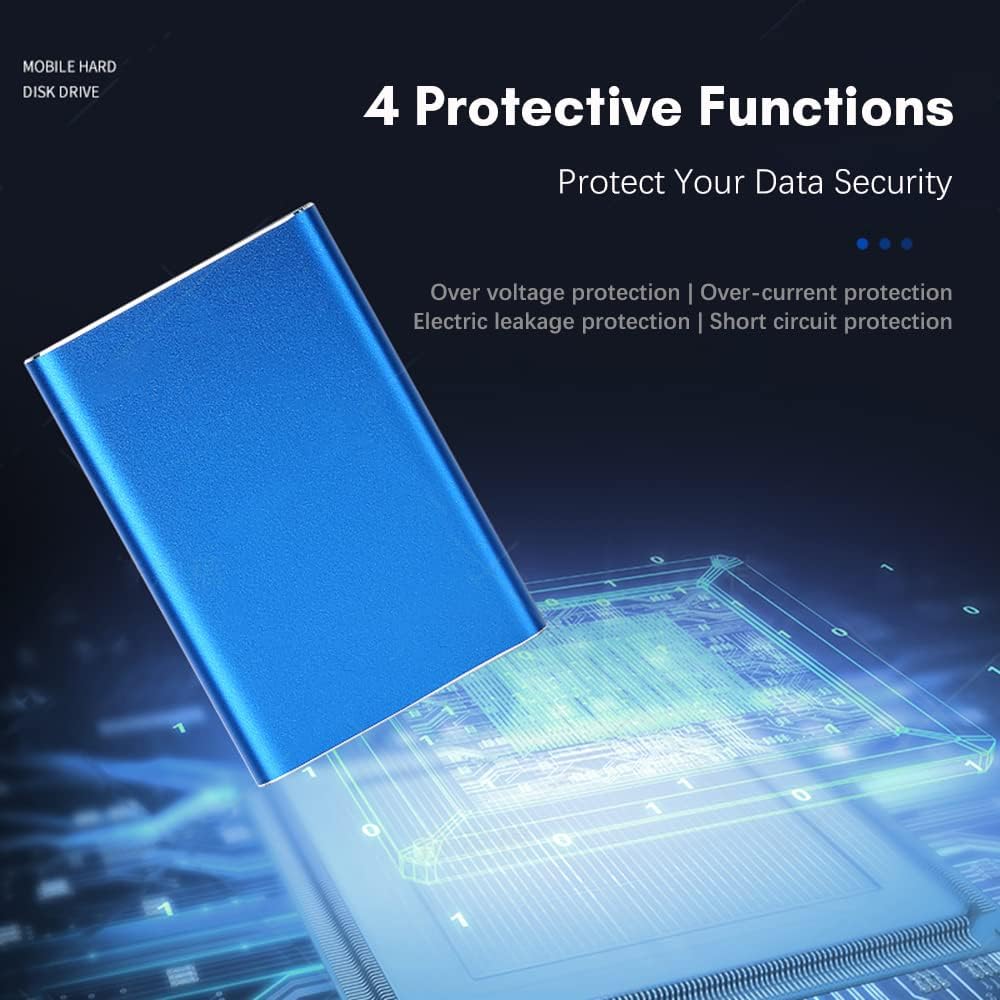 Portable 1TB USB 3.0 External Hard Drive with Metal Case and High-Speed Transfer