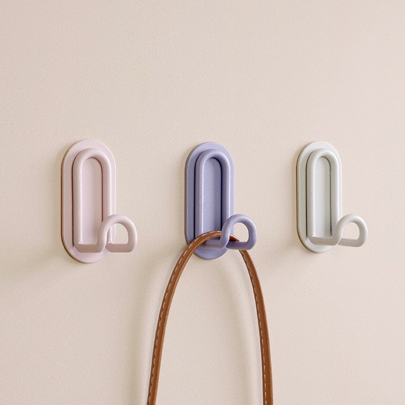 Self-Adhesive Double Wall Hook in Pink Metal – No Drilling