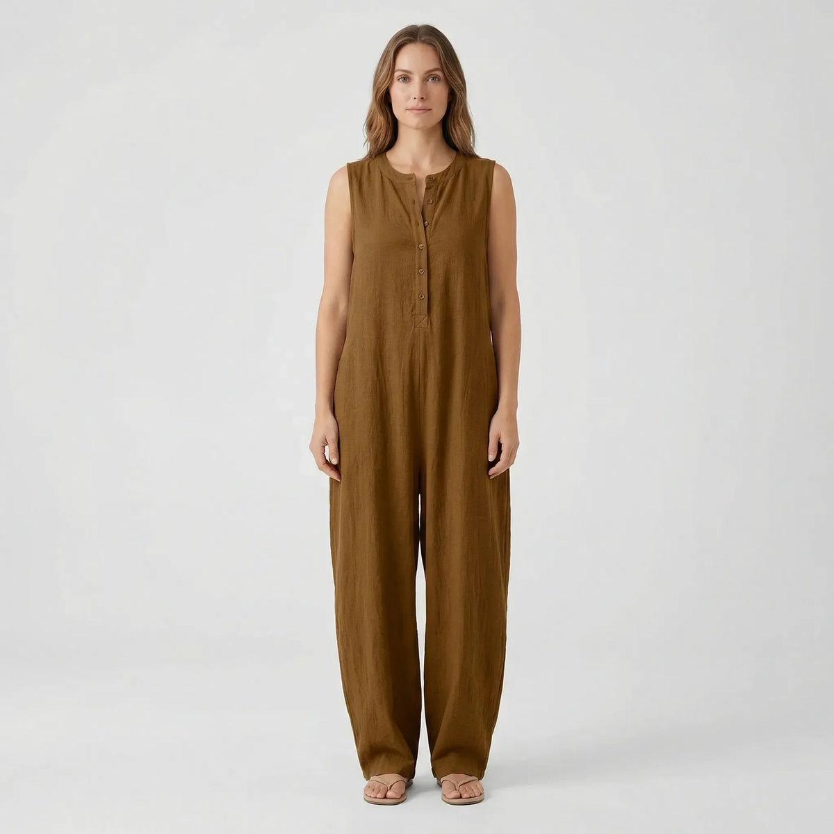 Sleeveless Hooded Button-Down Jumpsuit