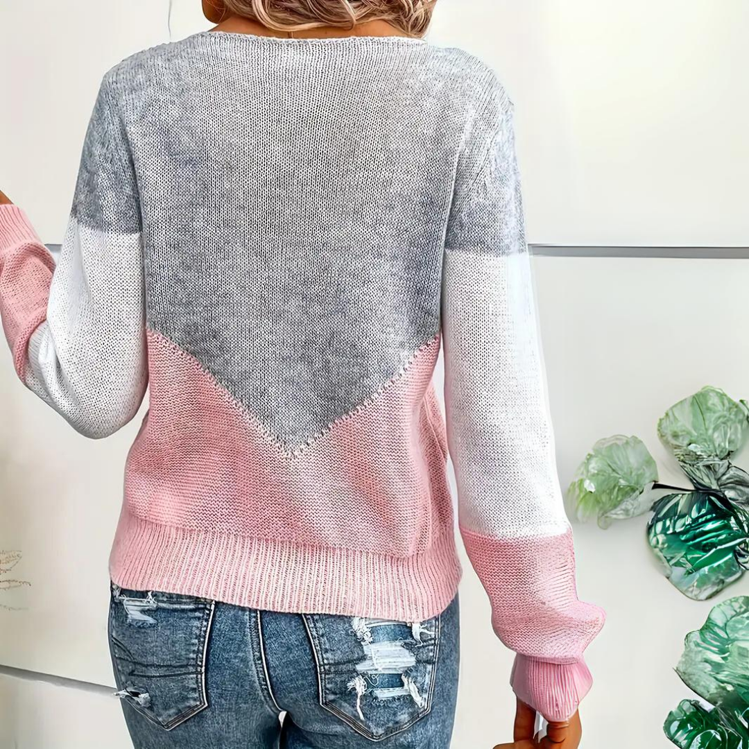 Women's Color-Block Sweater with Detail