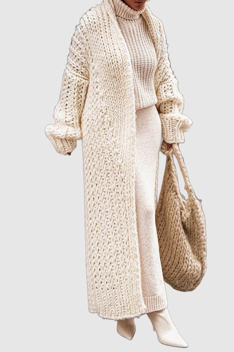 Women's Oversized Open-Front Chunky Longline Cardigan