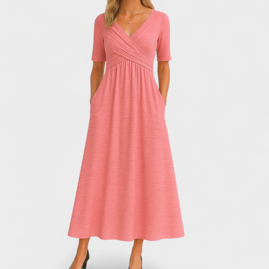 Women's V-Neck A-Line Midi Dress