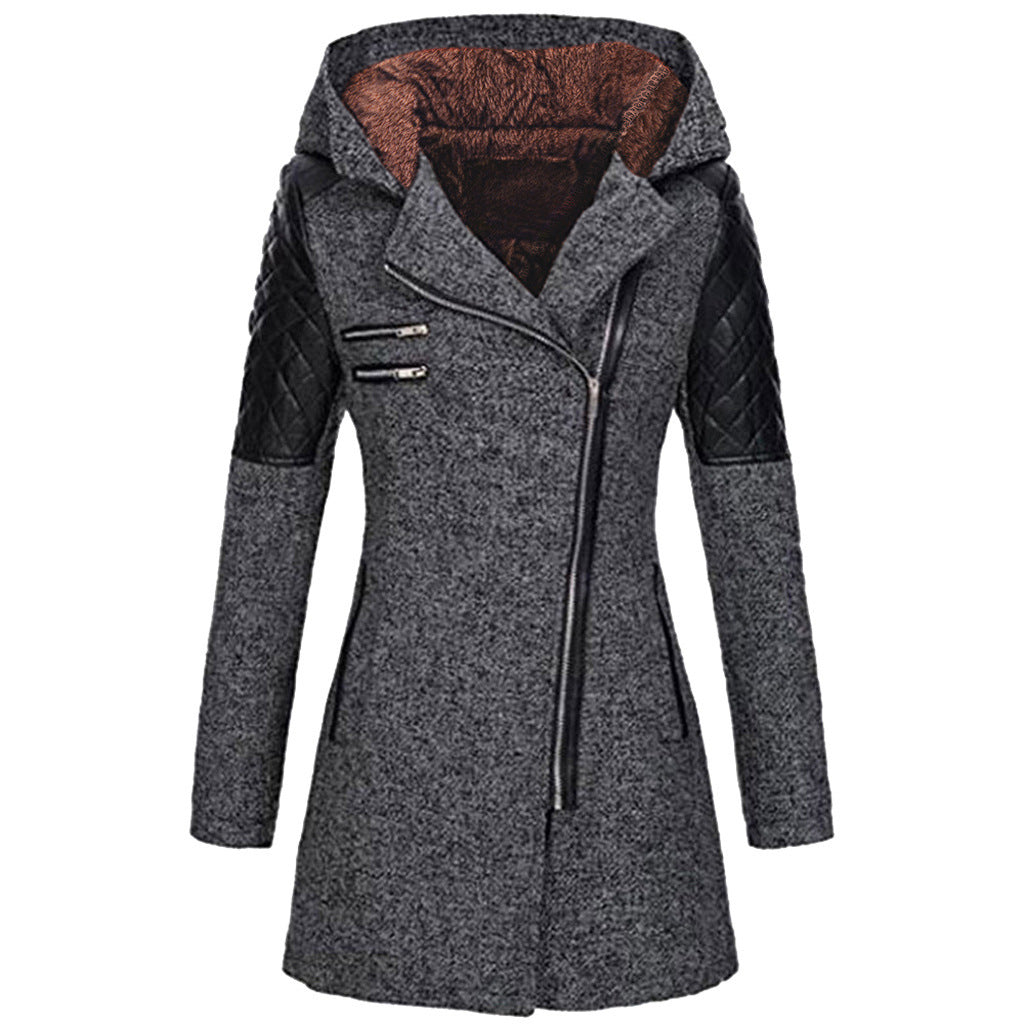 Women's Winter Coat with Asymmetrical Zip