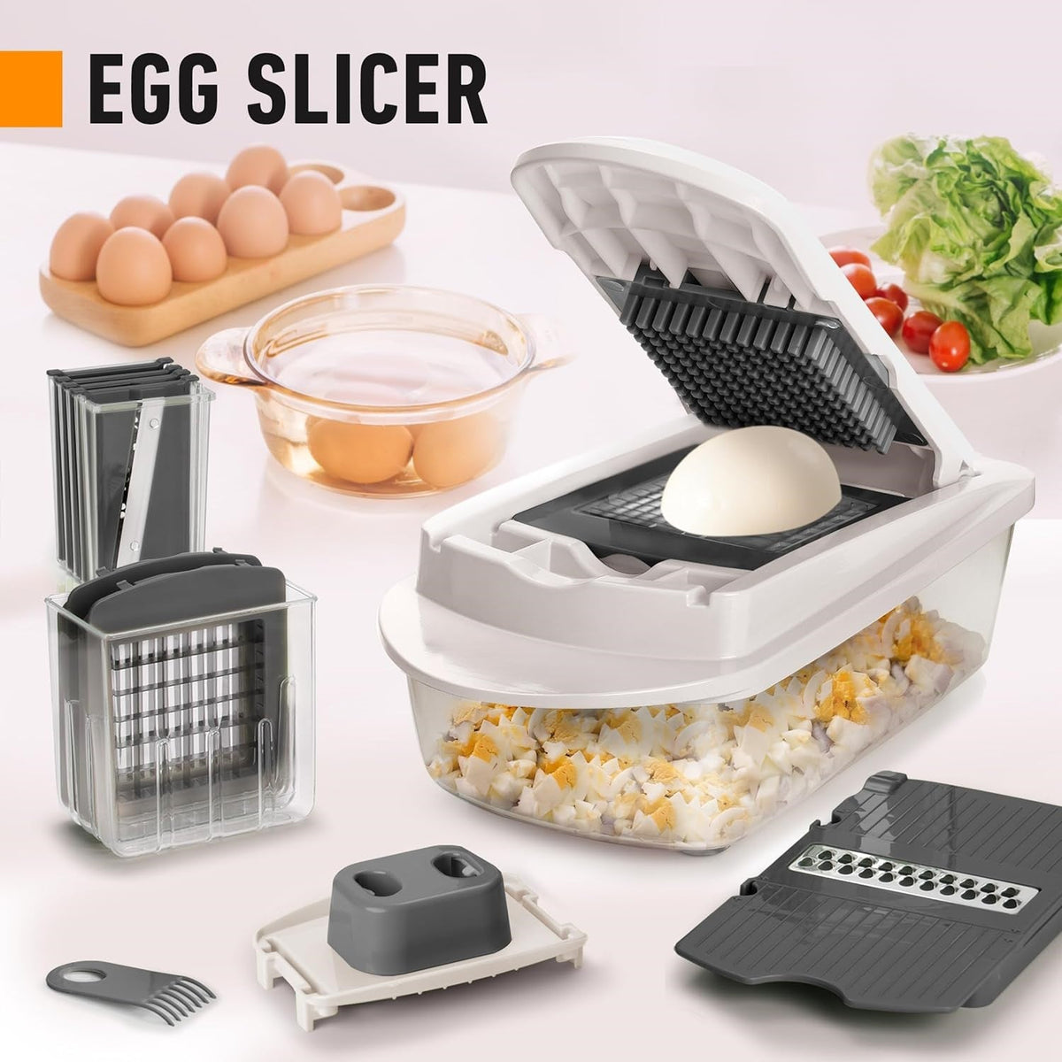 10-in-1 Vegetable Chopper with 8 Blades for Slicing, Chopping, and Grating