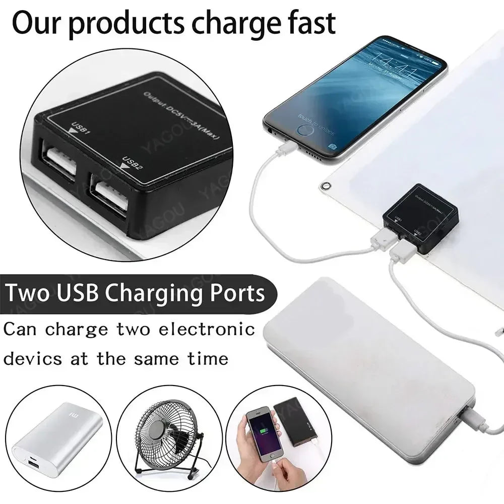 100W 5V Waterproof Solar Panel Charger with Dual USB for Outdoor & Camping