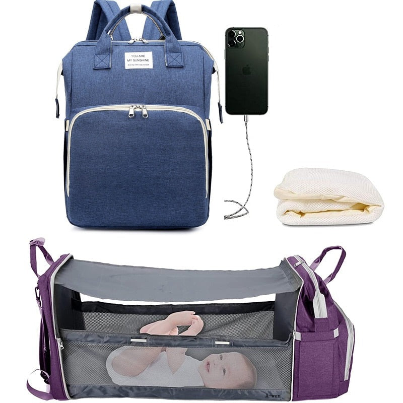 2-in-1 Baby Diaper Bag with Foldable Changing Station