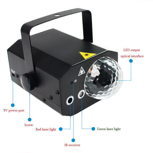 2-in-1 Laser Disco Light – Sound-Activated Strobe Light with Remote Control