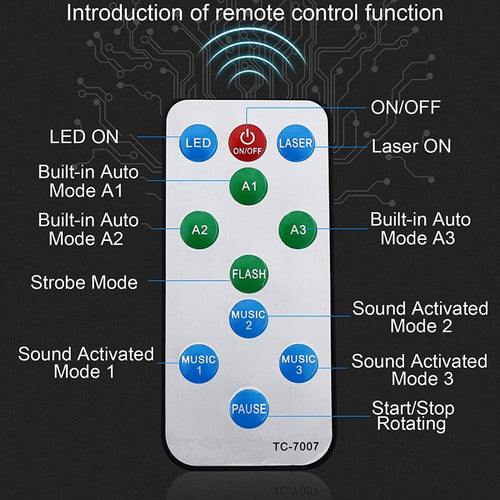 2-in-1 Laser Disco Light – Sound-Activated Strobe Light with Remote Control