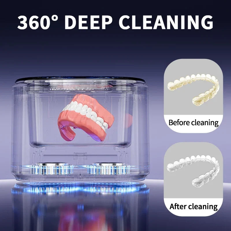 50kHz USB Rechargeable Ultrasonic Cleaner for Braces, Retainers, Dentures and Jewellery