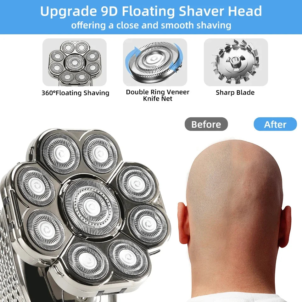 6-in-1 Waterproof Electric Shaver for Men with 9D Floating Heads and Grooming Kit