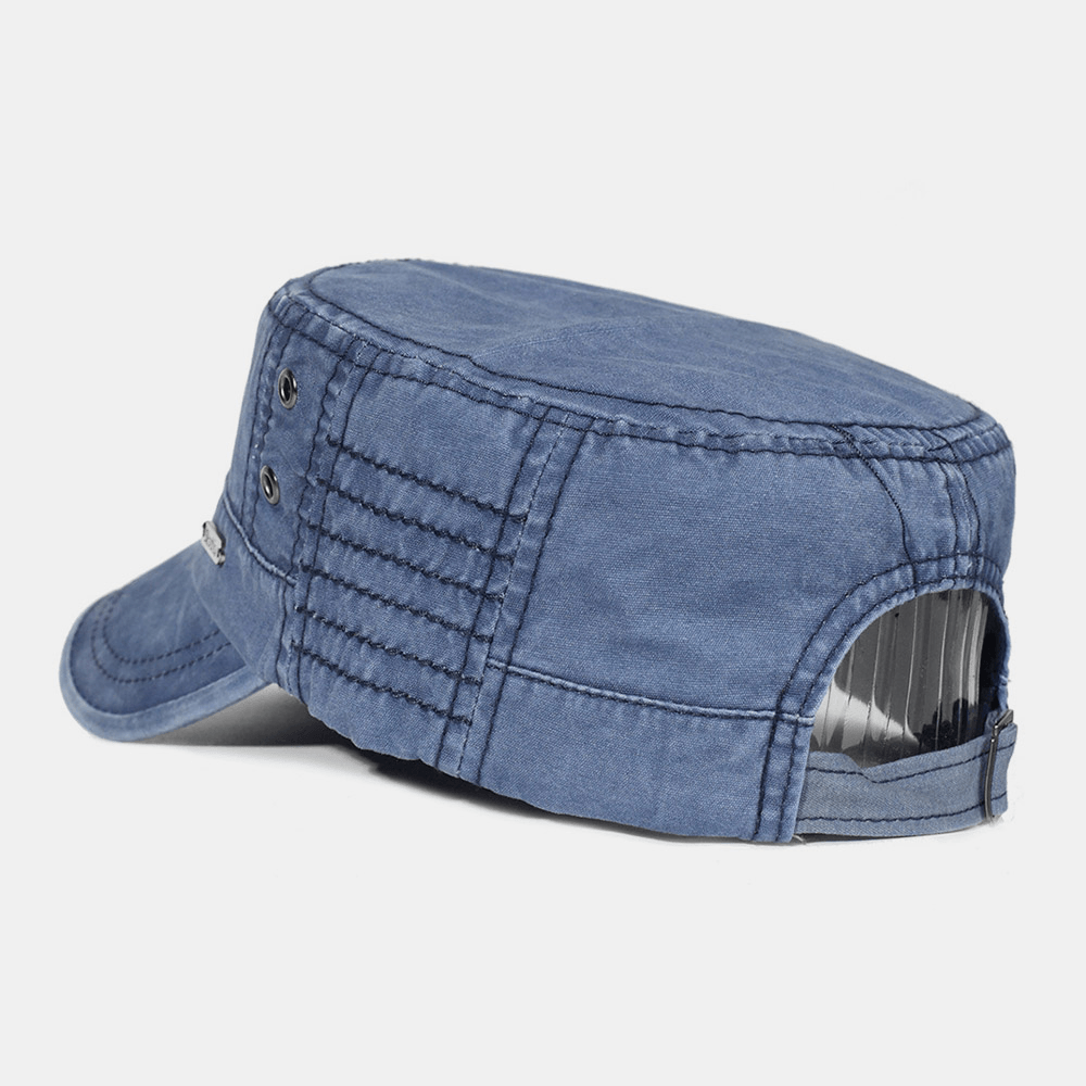 Adjustable Washed Military Flat Cap for Men – Classic Army Style Hat