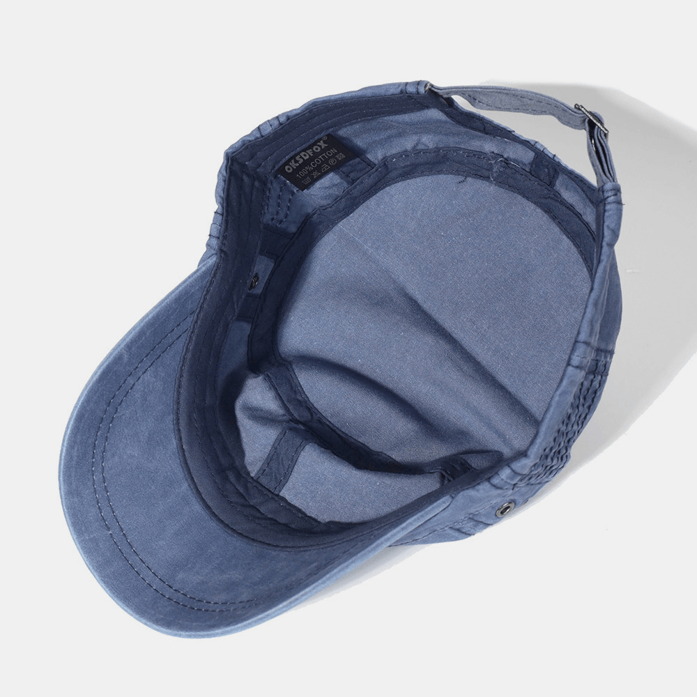 Adjustable Washed Military Flat Cap for Men – Classic Army Style Hat