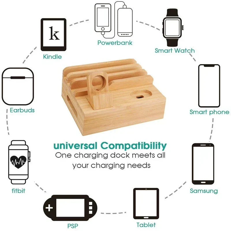 Bamboo Charging Station – 5-Port USB Organiser