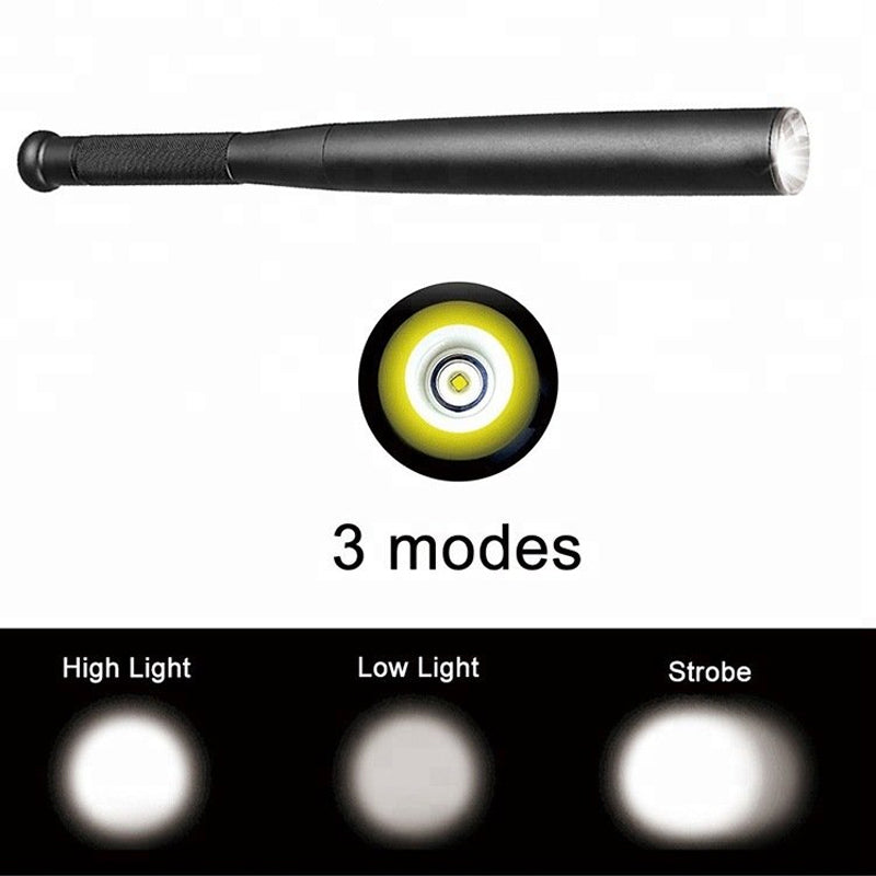 Baseball Bat Shaped LED Flashlight - Aluminum Alloy, 3 Lighting Modes, Emergency & Utility Use