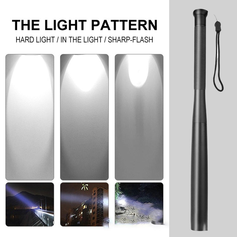 Baseball Bat Shaped LED Flashlight - Aluminum Alloy, 3 Lighting Modes, Emergency & Utility Use