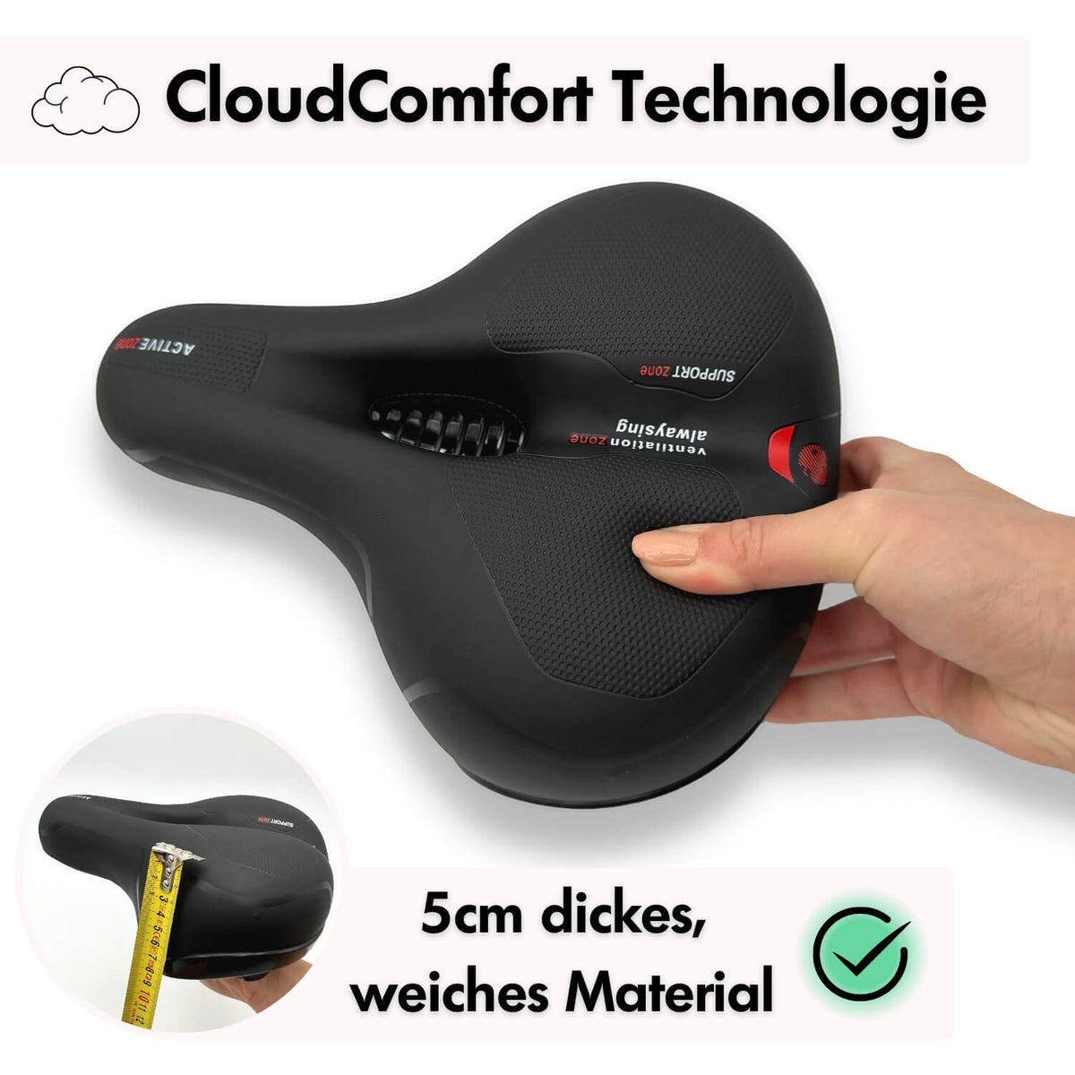 Bicycle Saddle with Pressure-Relieving Memory Foam - Black
