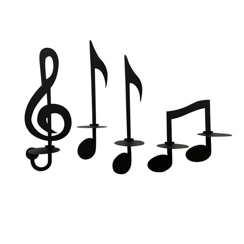 Black Music Note Wall Candle Holder - Elegant Home Decor