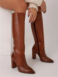 Block Heel Knee-High Boots