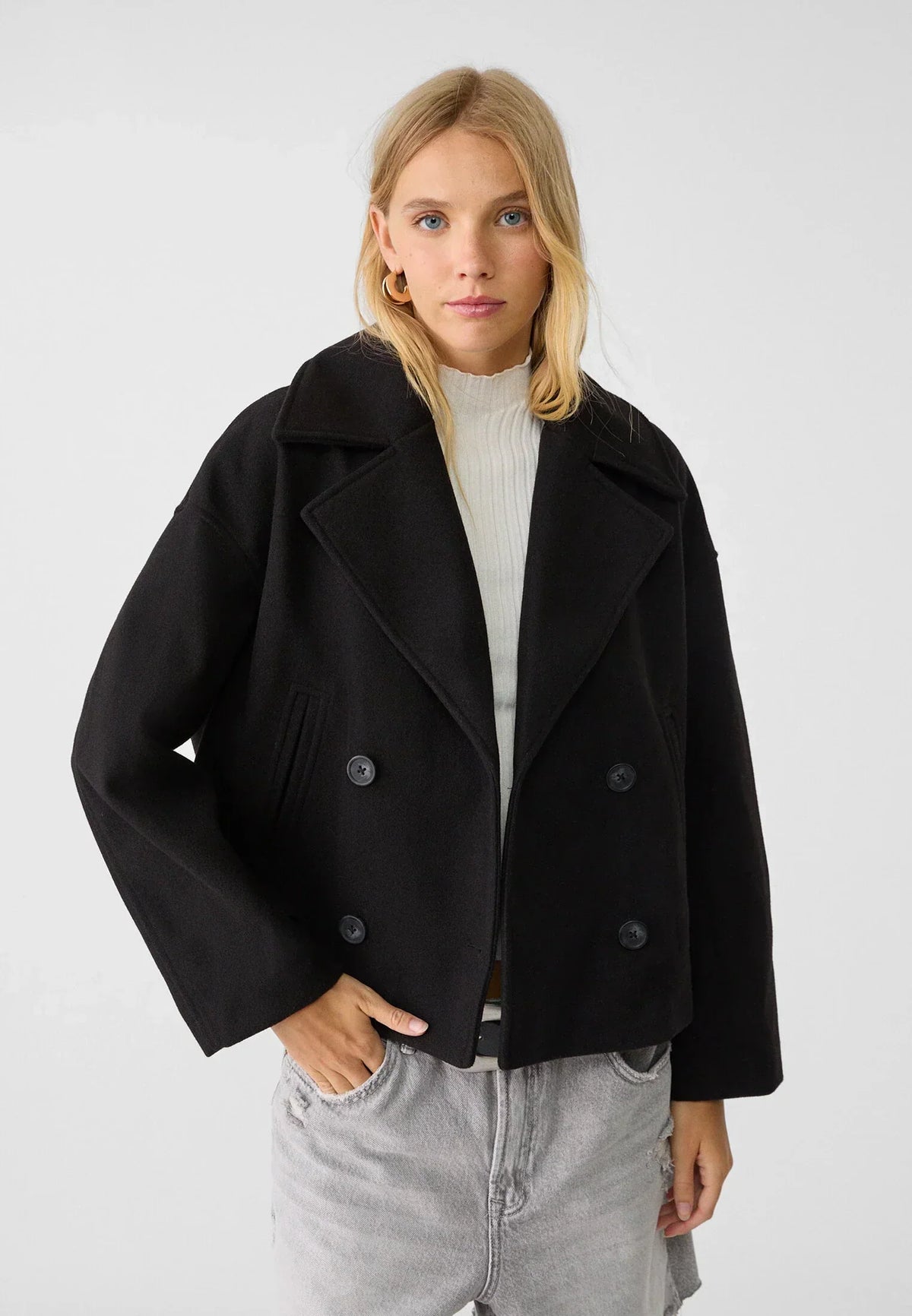 Chic Cropped Double-Breasted Jacket - Elegant & Timeless