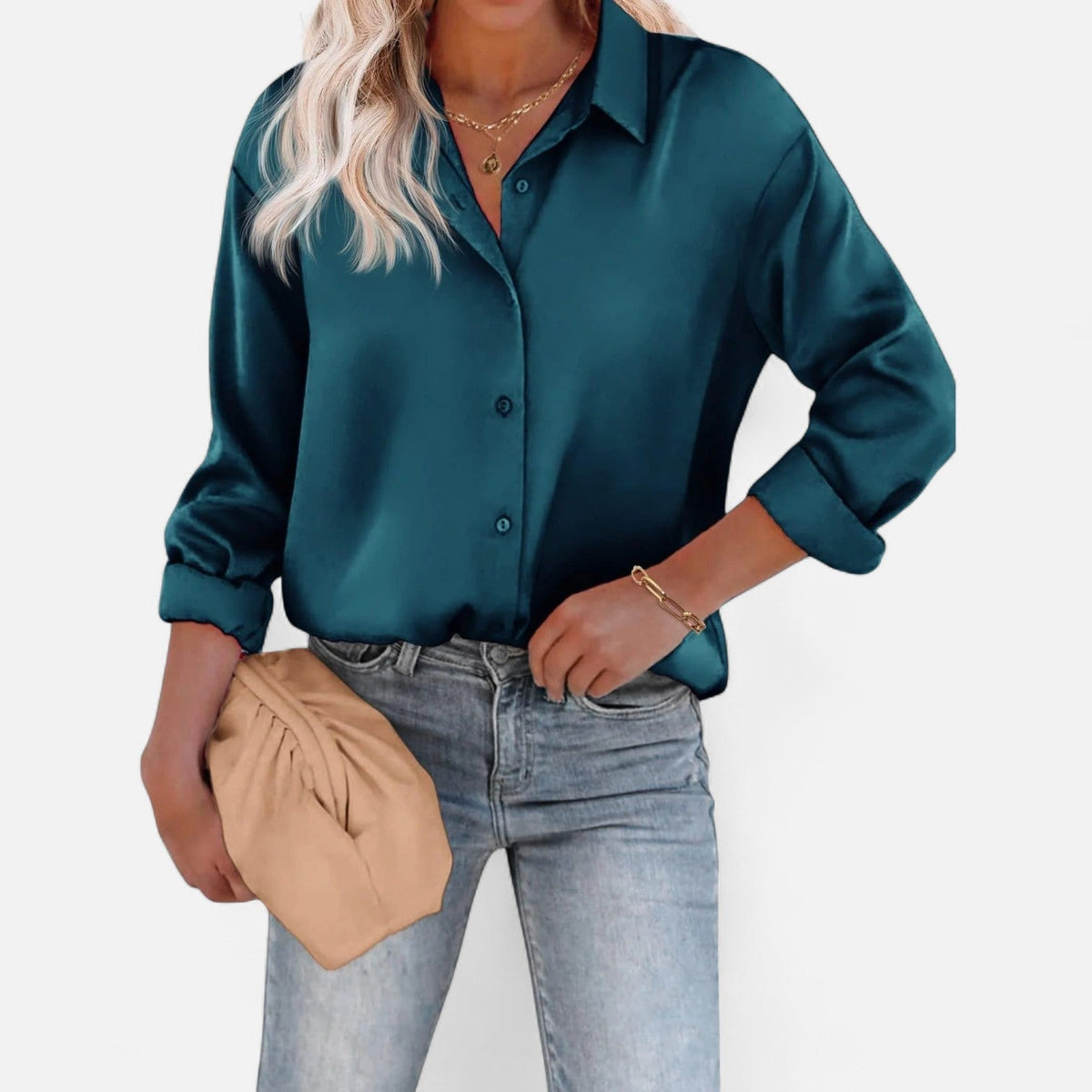 Classic Women's Blouse with a Flowing Silhouette – Timeless Elegance and Sophisticated Comfort