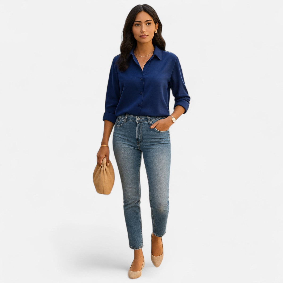 Classic Women's Blouse with a Flowing Silhouette – Timeless Elegance and Sophisticated Comfort