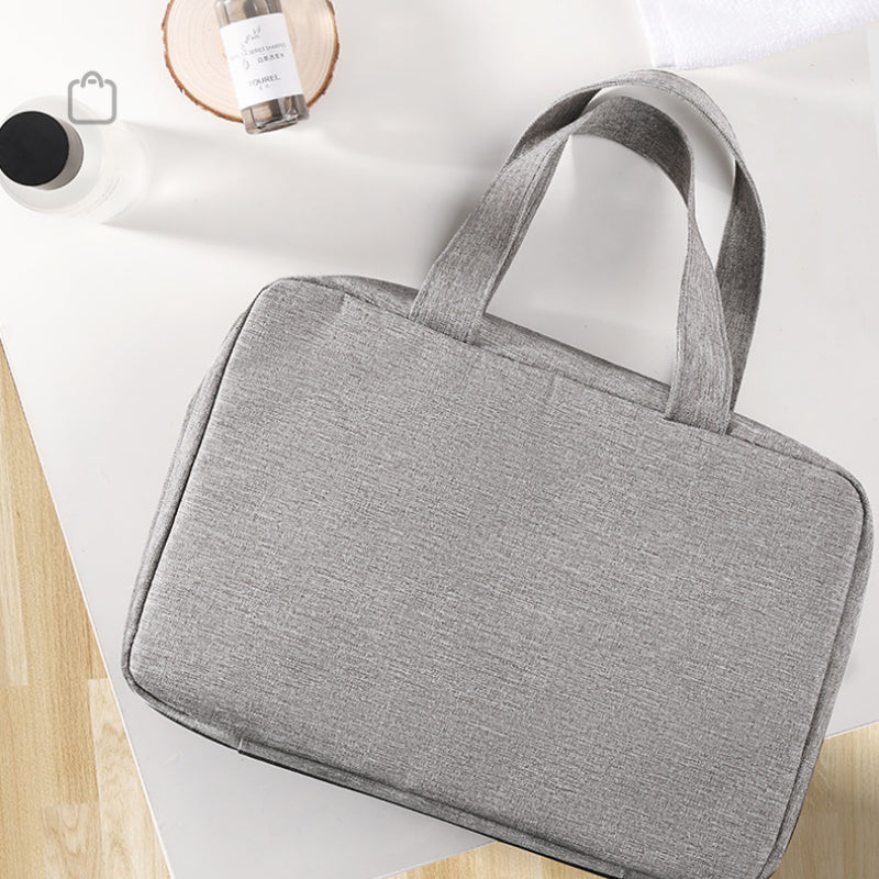 Compact Water-Resistant Travel Cosmetic Organizer with 4 Compartments and 360° Hook for Men and Women