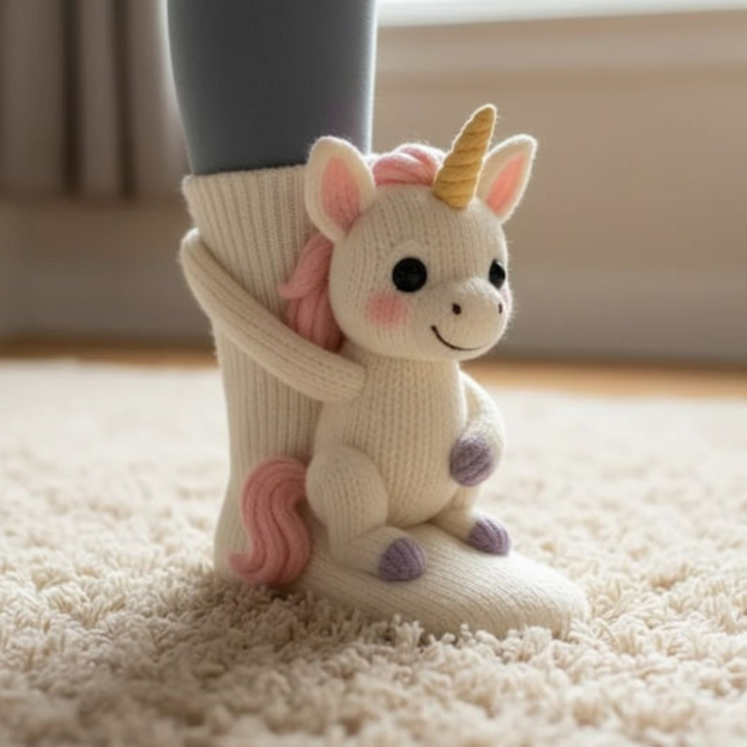 Cozy Hugging Animal Lounge Socks – Warm, Cute Character Socks, Unisex One Size Fits All