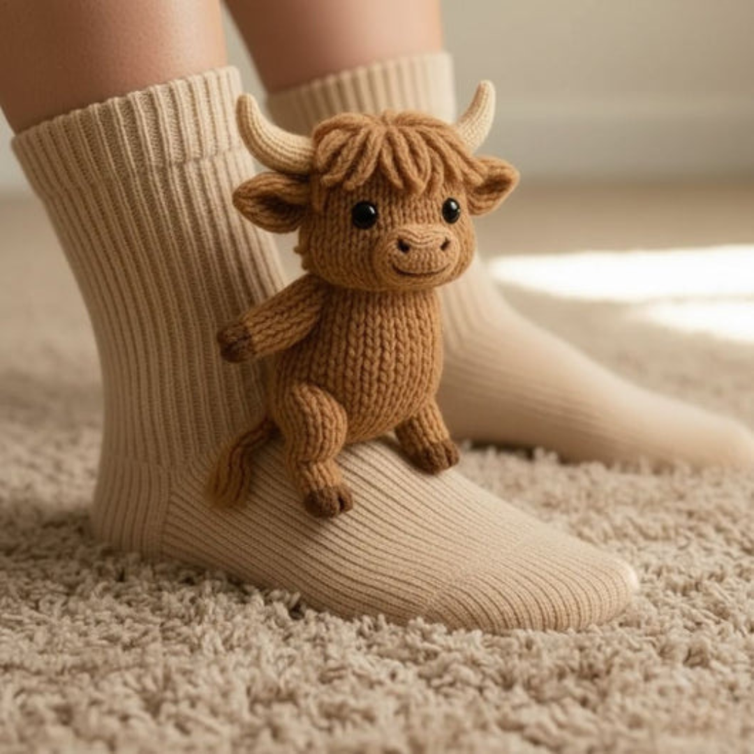 Cozy Hugging Animal Lounge Socks – Warm, Cute Character Socks, Unisex One Size Fits All