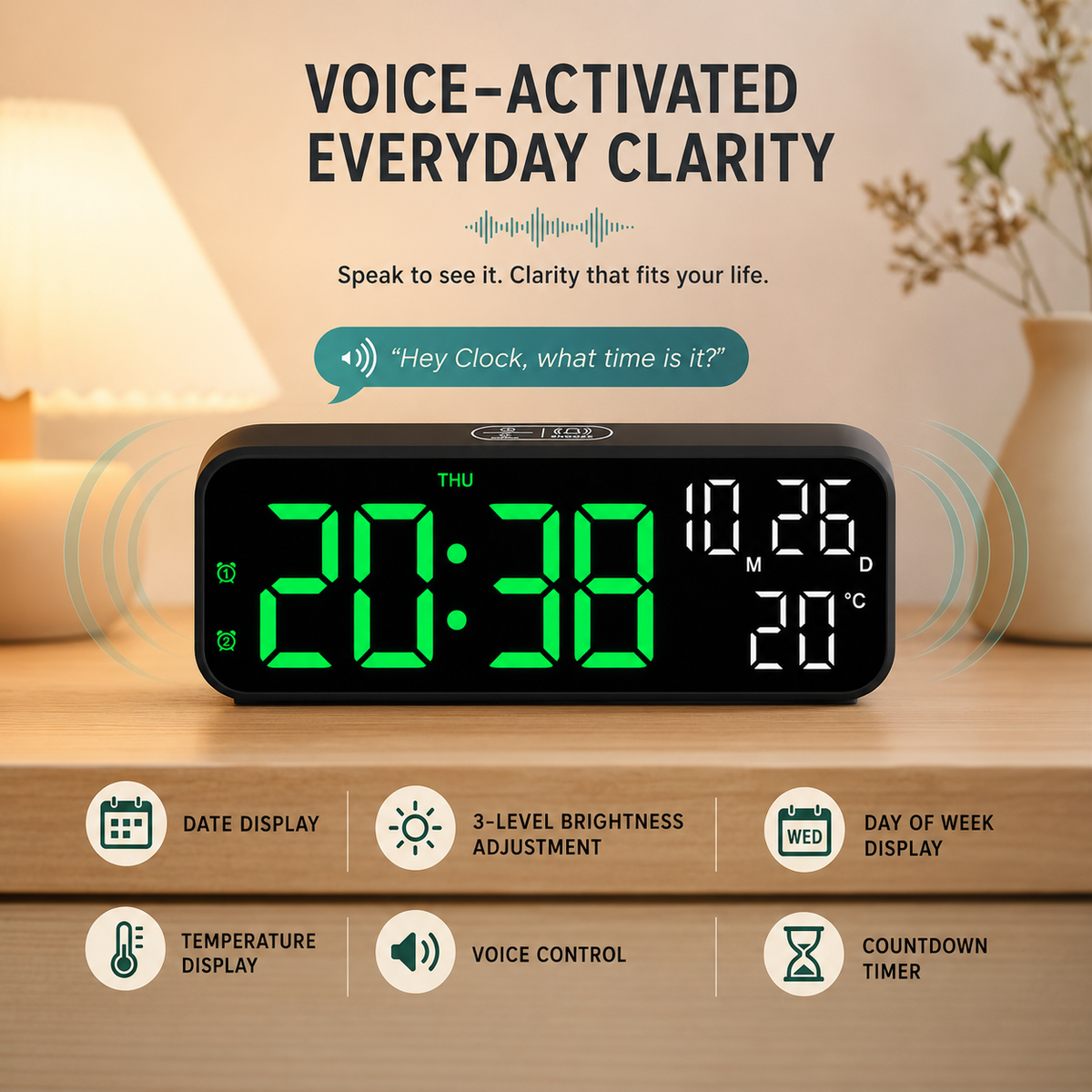 Digital LED Tabletop Clock