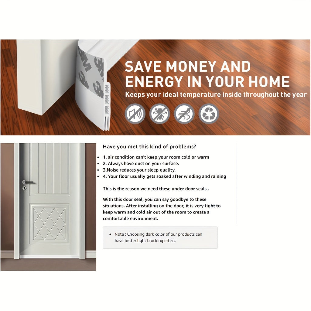 Door Draft Stopper - Silicone Door Sweep with Strong Adhesive and Soundproofing