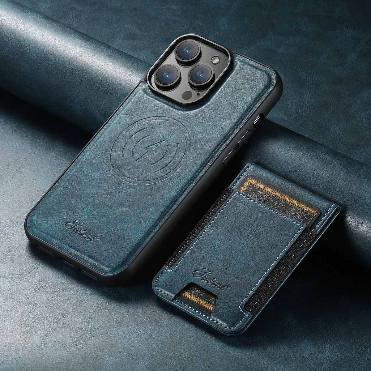 Durable Leather Phone Case with Card Holder and Magnetic Support