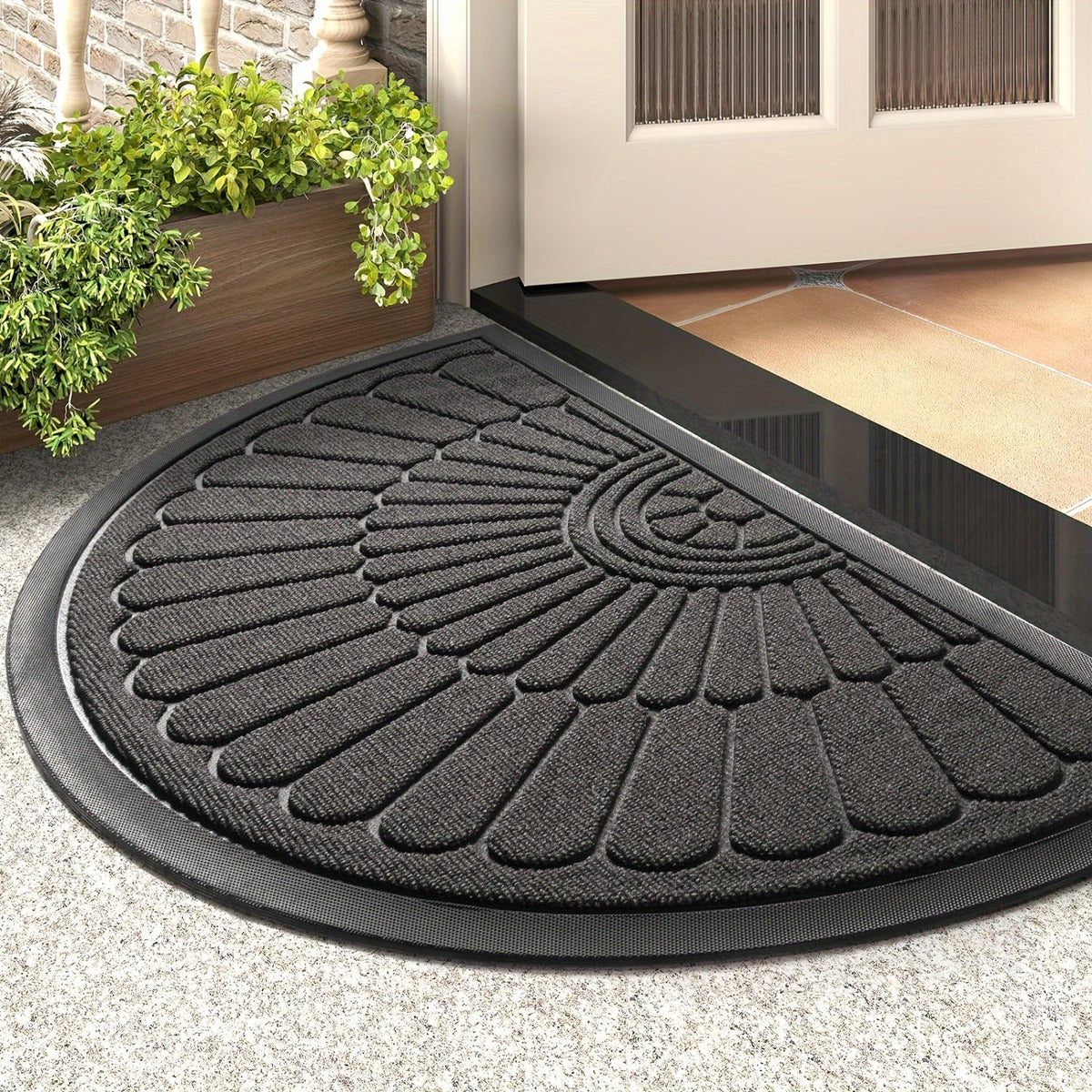 Durable Rubber Doormat - Half Round Design for Indoor and Outdoor