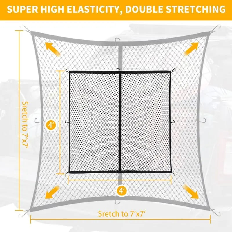 Elastic Cargo Net with Heavy-Duty Carabiners
