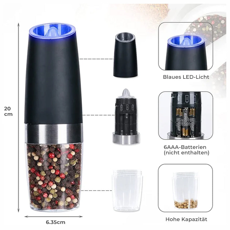 Electric Gravity Induction Salt and Pepper Grinder