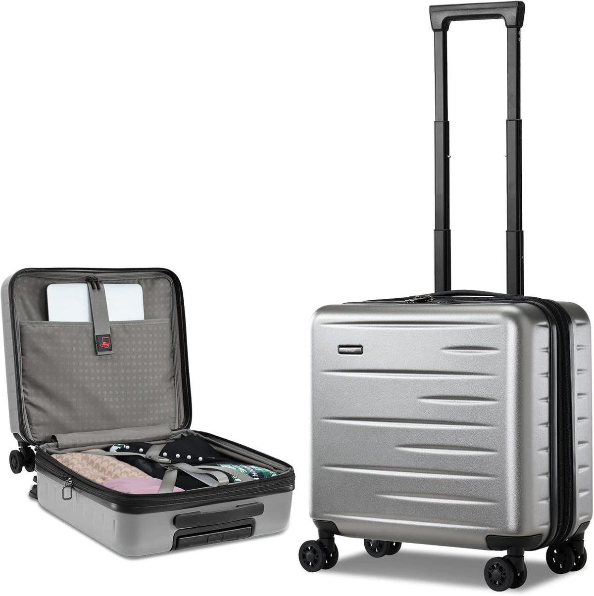 Expandable Hard Shell Carry-On Luggage with Front Pocket & TSA Lock