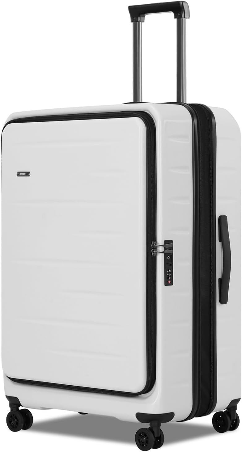 Expandable Hard Shell Carry-On Luggage with Front Pocket & TSA Lock