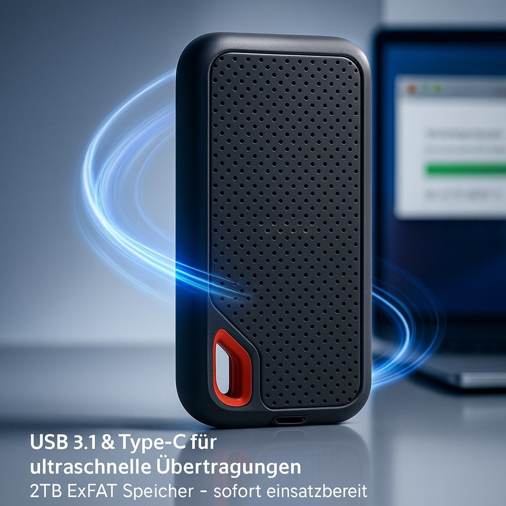 External SSD Hard Drive with 2 TB Storage Capacity