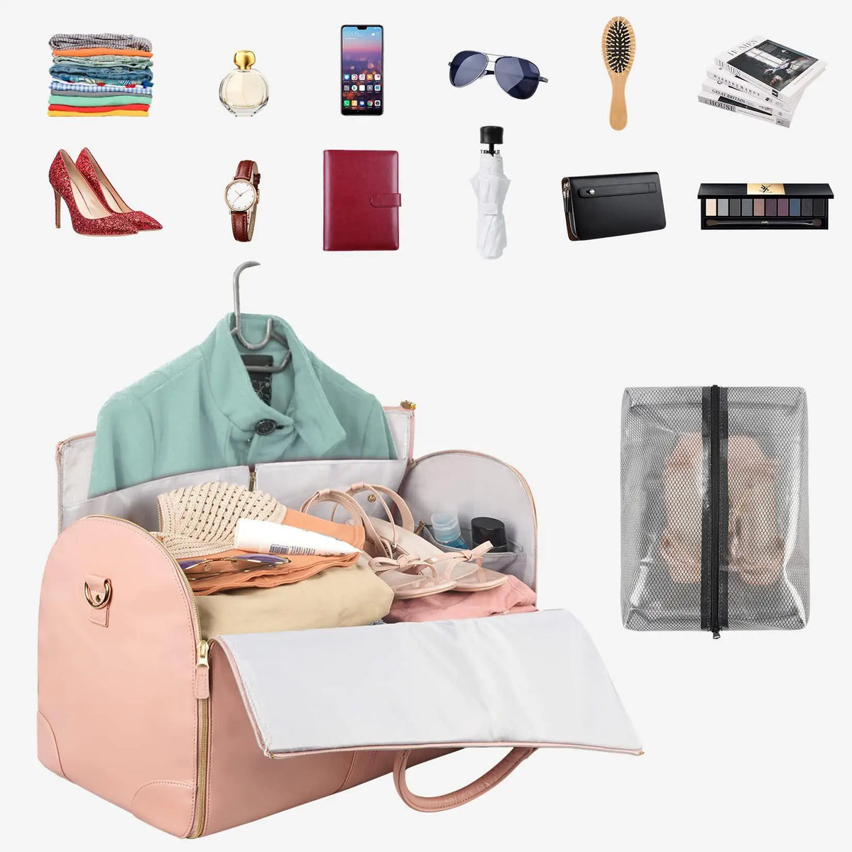 Foldable Multi-Compartment Travel Carry-On Bag