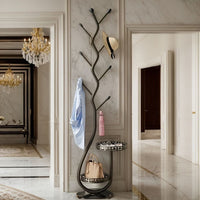 Freestanding Black Metal Coat Rack with Branch Design for Hallway and Bedroom